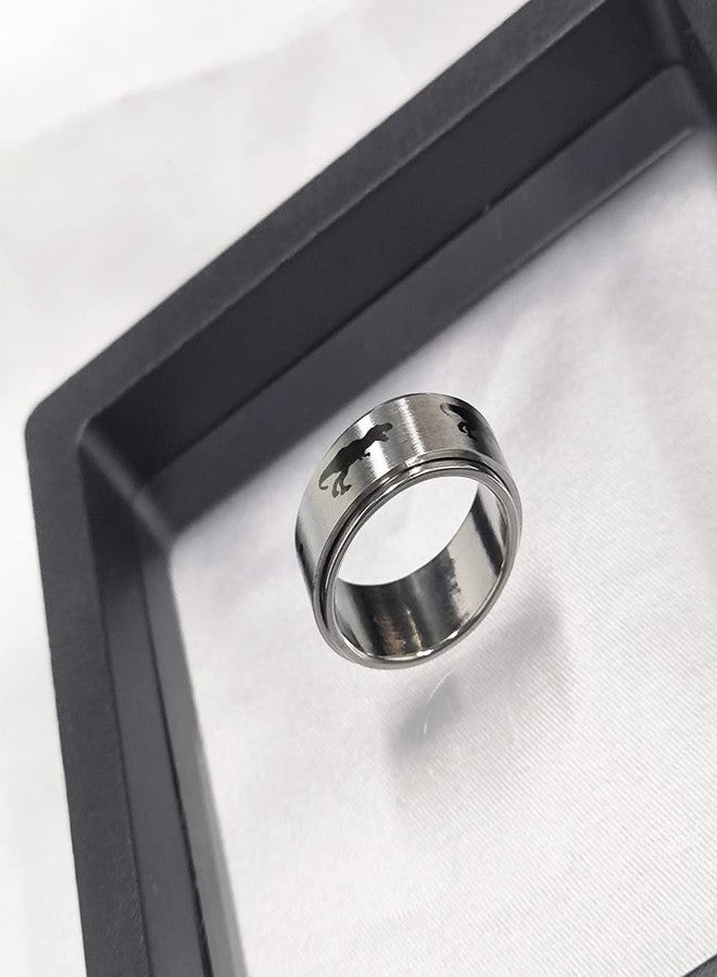 OIDIMS خواتم دوارة على شكل ديناصور تيرانوصور ريكس للرجال والنساء، مصنوعة من الفولاذ المقاوم للصدأ المضاد للحساسية، لتخفيف التوتر والقلق، خاتم ديناصورات العصر الجوراسي، لعبة دوارة بحرية، خاتم إصبع، هدية مجوهرات شخصية للحبيب أو الأب أو عيد الميلاد (12) - Image 4